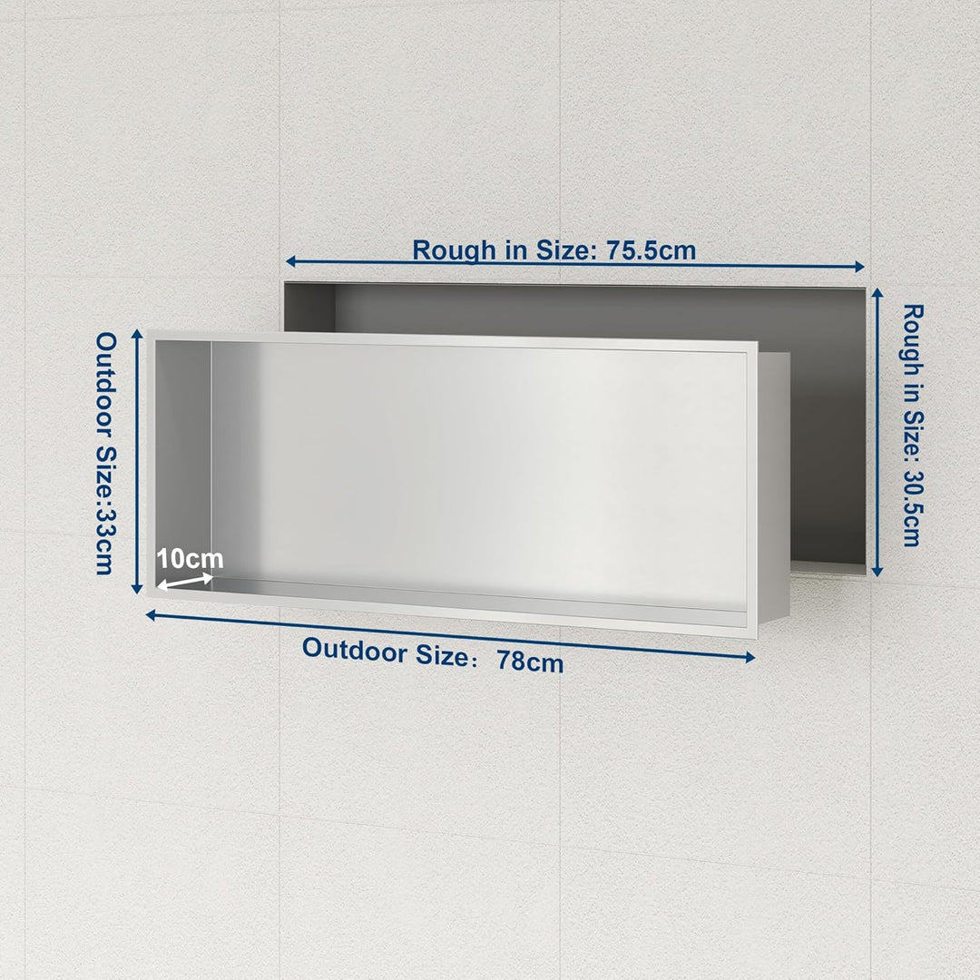 Neodrain Wandnische Dusche Edelstahl Duschnische Einbaunische Lagerung für Badezimmer 75 x 30 cm, Ge