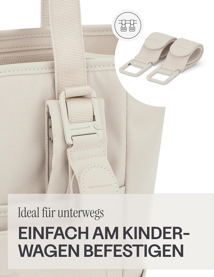 Kapten & Son Rucksack Lindby Diaper Set 20 L | 2in1 Wickelrucksack & Wickeltasche mit Kinderwagen- u