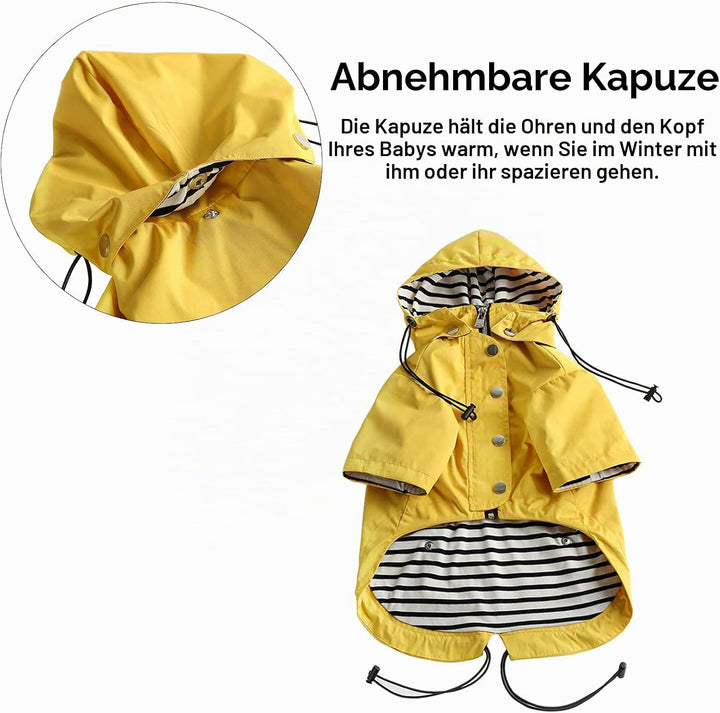 MOREZI Hunderegenmantel, mit Reissverschluss und reflektierenden Knöpfen, Regen-/wasserdicht, Verste