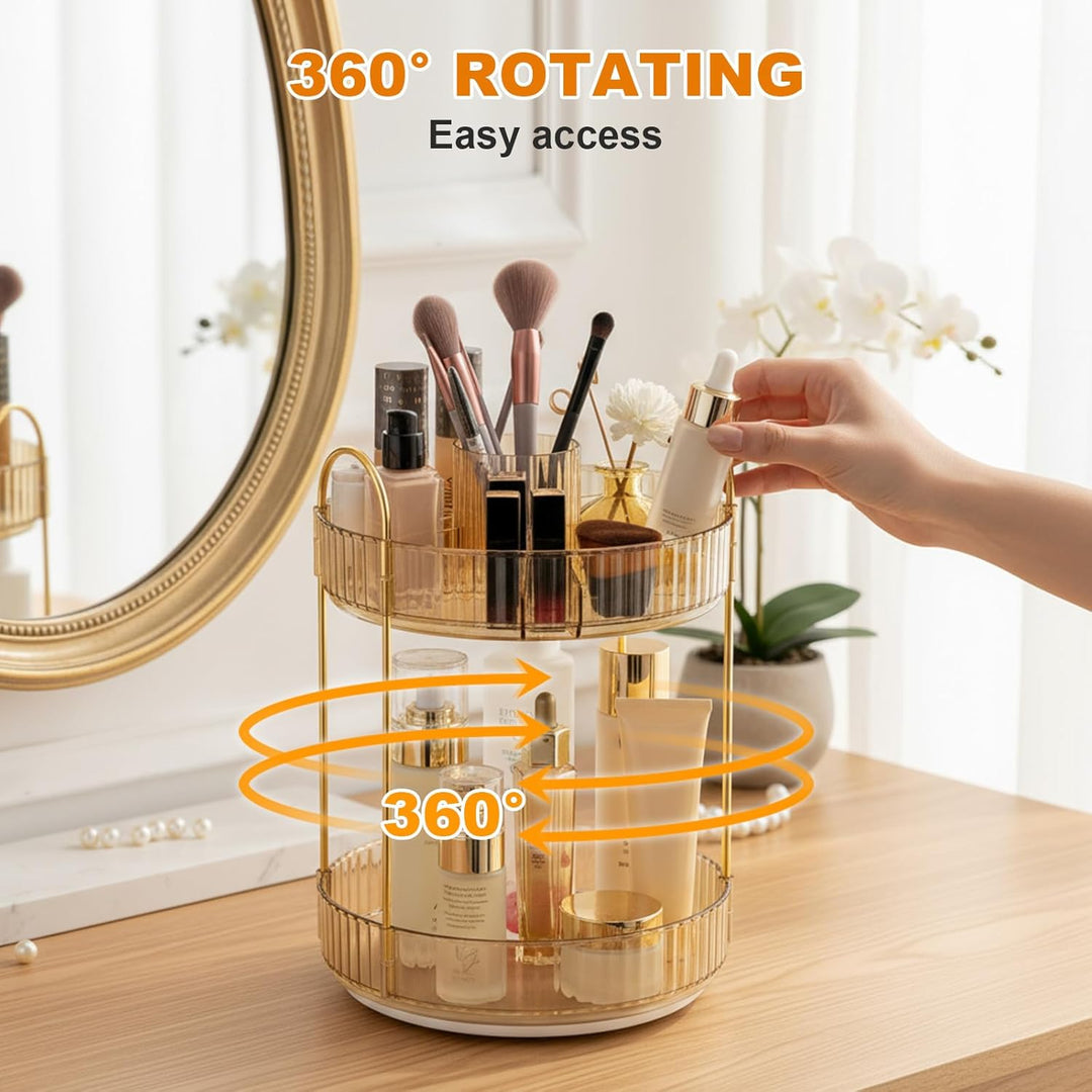 SHANNA Make Up Kosmetik Organizer: 2-stufiger 360° Drehbarer Kosmetik-Parfümständer, Toilettenartike