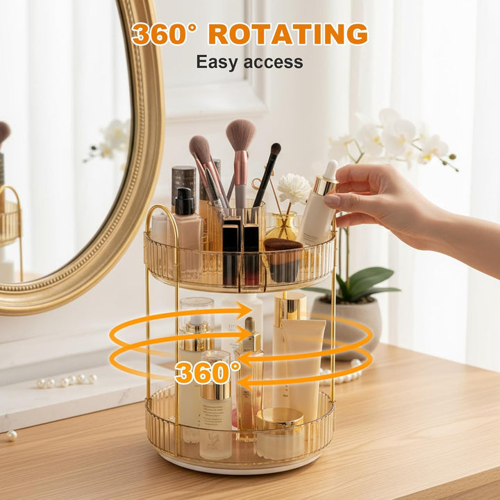 SHANNA Make Up Kosmetik Organizer: 2-stufiger 360° Drehbarer Kosmetik-Parfümständer, Toilettenartike