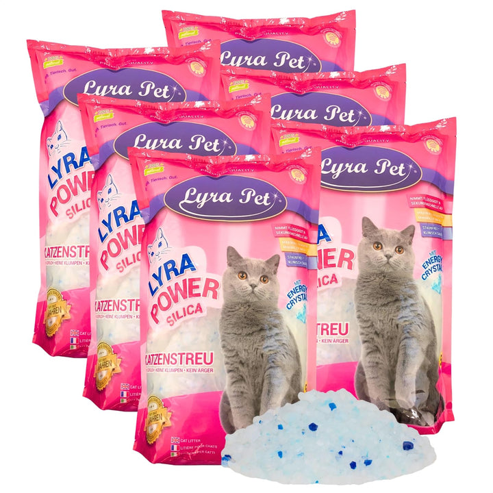 Lyra Pet® | 6 x 5 L = 30 L Lyra Power Silica Silikat Katzenstreu |100% Kieselgel | Keine Klumpenbild