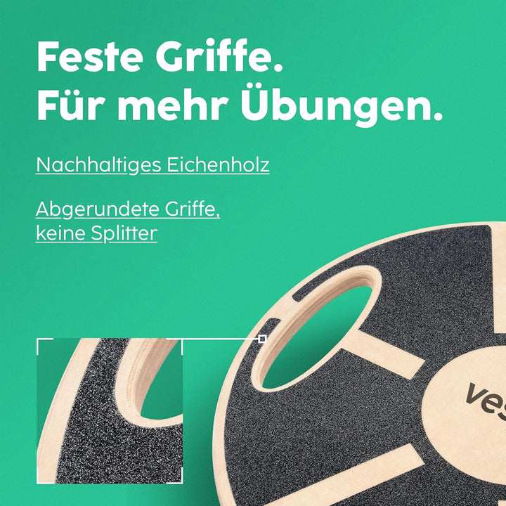 Vesta+ Balance Board Holz + Fitness App, Balanceboard aus nachhaltigem Eichenholz - Der Balance Boar