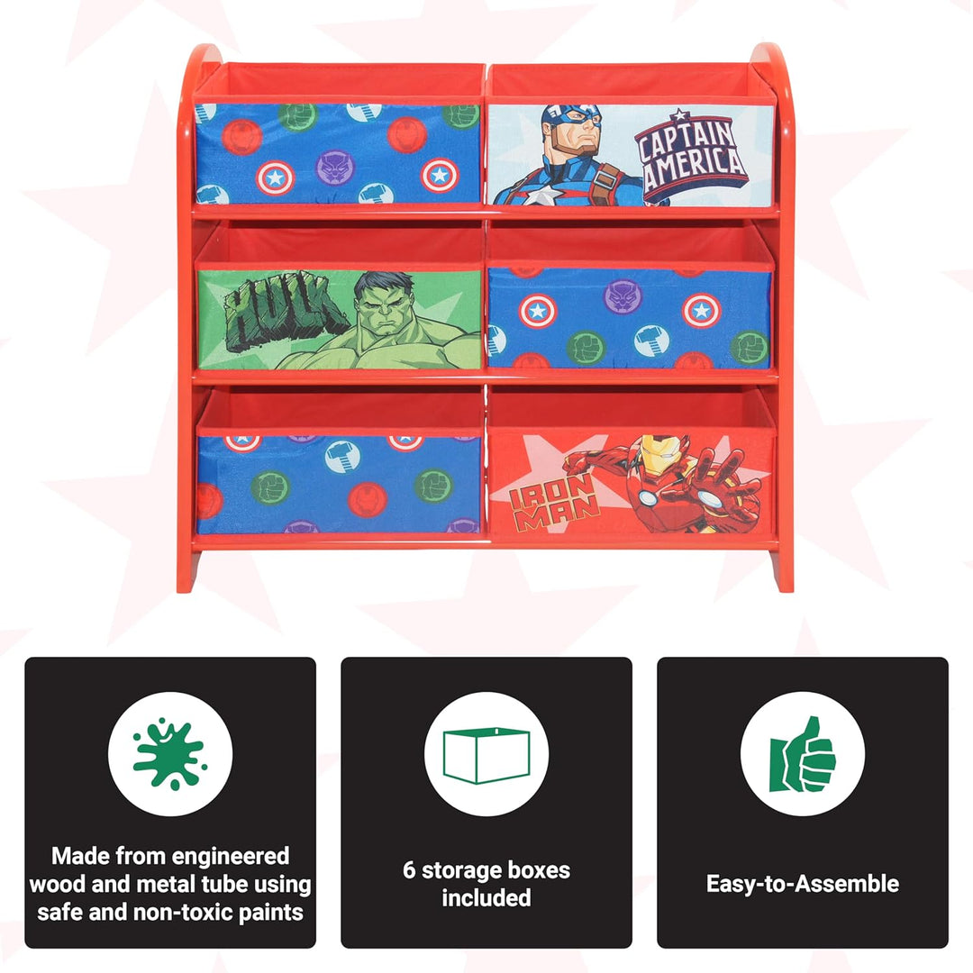 Disney Marvel Avengers Multicoloured Storage Unit with 6 Storage Boxes for Kids