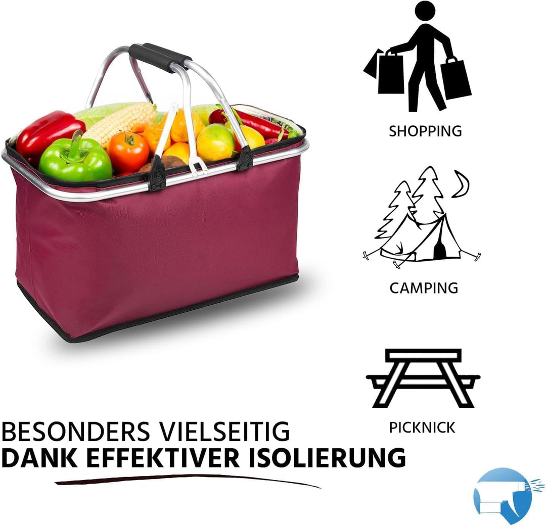 Einkaufskorb Kühlkorb 25 L Faltbarer Thermokorb Picknickkorb Korb Einkaufskörbchen Körbchen klappbar
