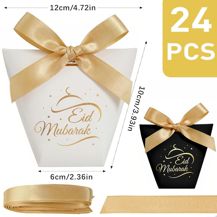 SEKESOER Set mit 24 Eid Mubarak Geschenktüten für Ramadan - Festliche Muslimische Geschenktüten mit