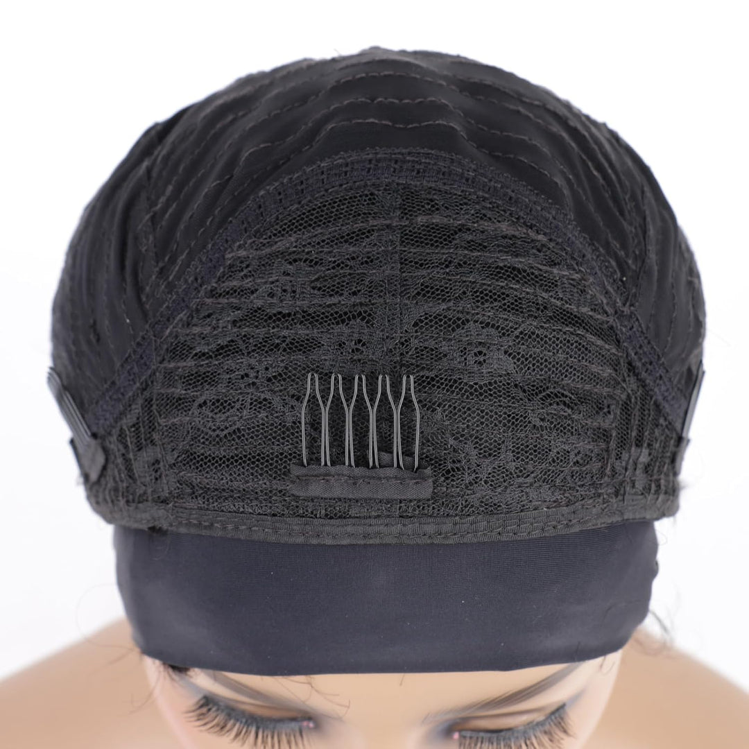 Huarisi Short Curly Pixie Cut Wigs for Women Human Hair Black Headband Bob Wig Glueless None Lace We