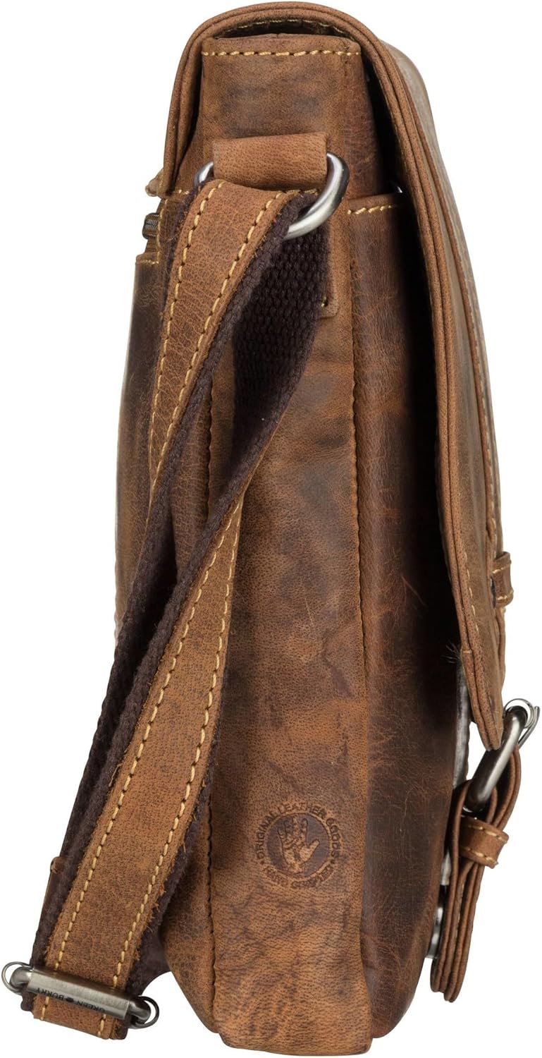 Greenburry Vintage Umhängetasche Leder 22 cm Brown, Brown