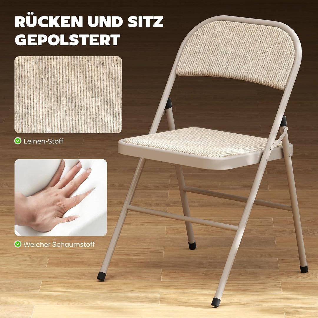 HOMCOM 2er Set Klappstuhl Campingstuhl mit Gepolsteter Rückenlehne, Klappbar Bürostuhl mit Stahlrahm