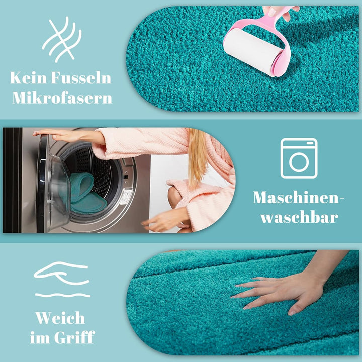 SOANNY Badematte 60x150 cm, Einzelstück, Hochflor Mikrofaser, rutschfest & Waschbar, Saugfähig Gross