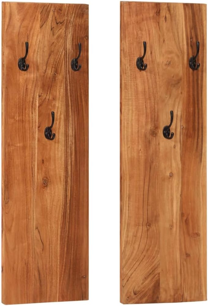 vidaXL 2X Massivholz Akazie Wandgarderobe Vintage-Stil Garderobenpaneel Garderobe Wandpaneel Flurgar
