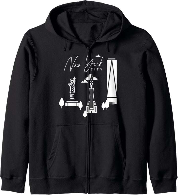 New York City Skyline Karte Reise Kapuzenjacke