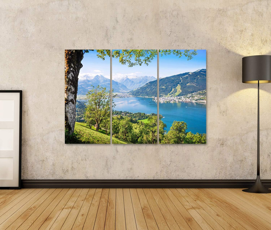 islandburner Bild auf Leinwand Schöne Landschaft Mit Alpen Und Bergsee In Zell Am See Österreich Wan