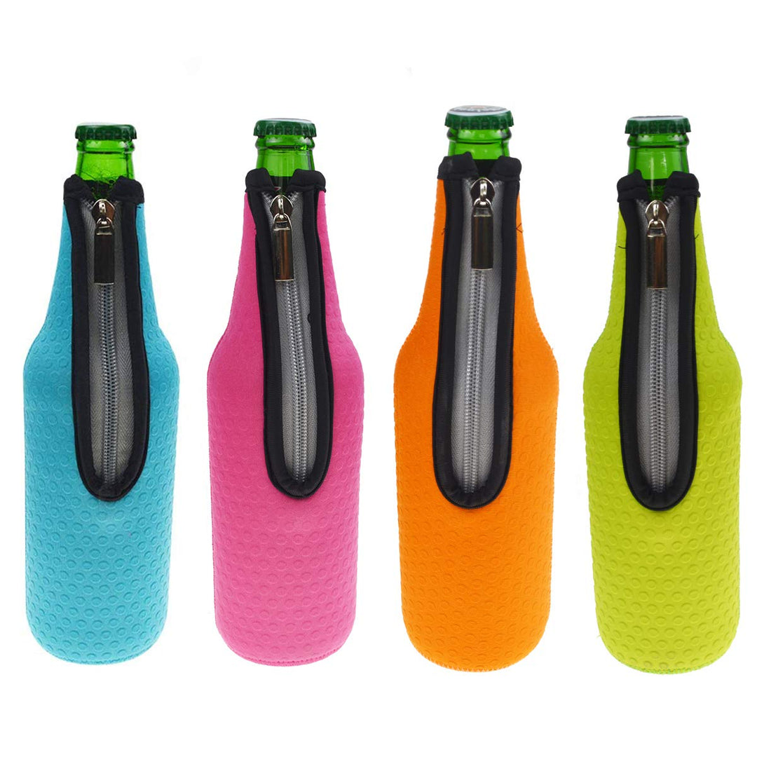Orchidtent Bier Flaschenkühler, 4 Stück 17,6 Oz (500ml) Neopren Isoliert Reissverschluss Faltbar Bie