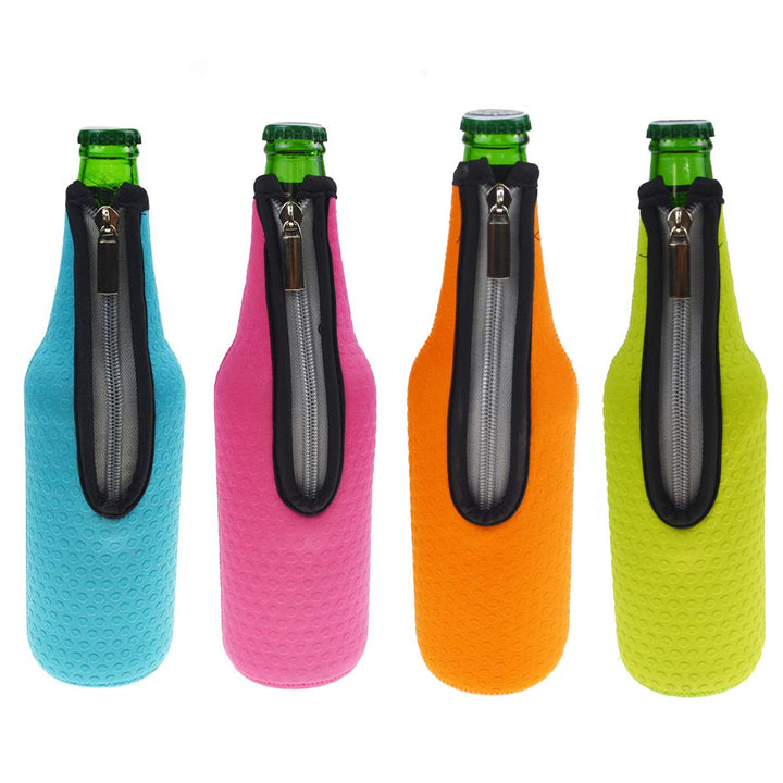Orchidtent Bier Flaschenkühler, 4 Stück 17,6 Oz (500ml) Neopren Isoliert Reissverschluss Faltbar Bie