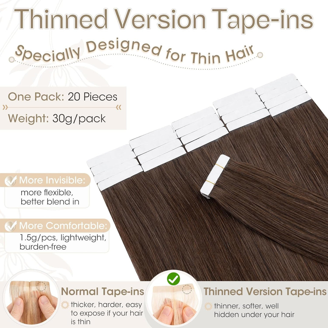 Elailite Tape Extensions Haarverlängerung - Invisible Tape Extensions Echthaar - Remy Real Human Hai