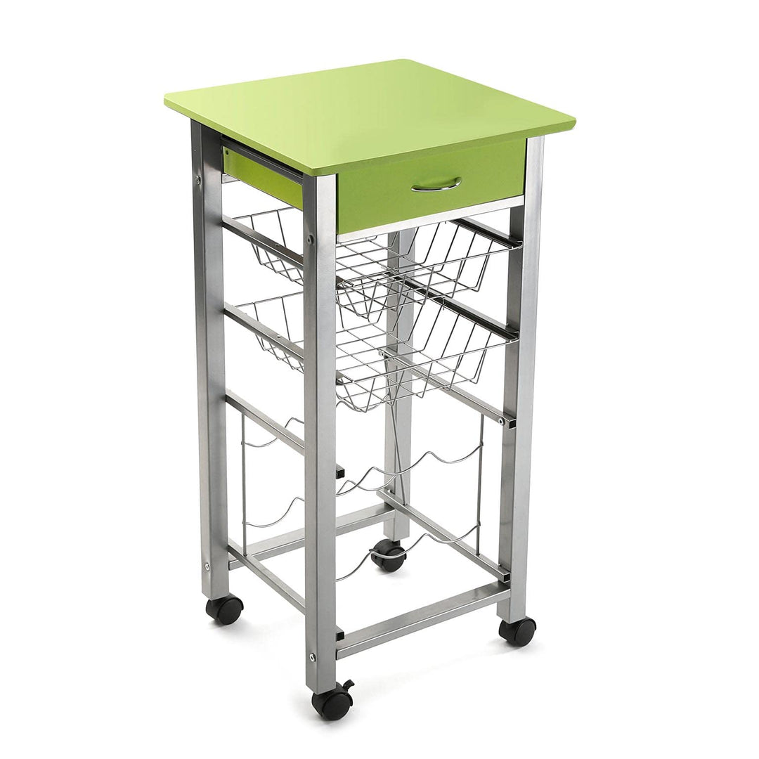 Versa Leicester Küchenwagen mit Rädern, Schubladen und Flaschenregal, Gemüsehändler, Küchenablage, M