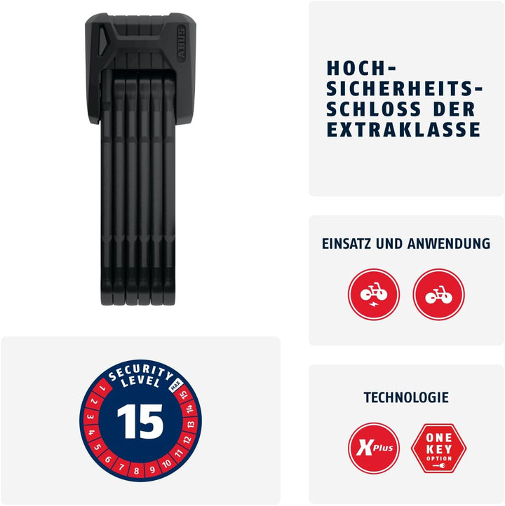 ABUS Faltschloss Bordo Granit XPlus 6500/85 ST mit Schlosstasche & Halter SH 6500/85 Bordo XPlus - F