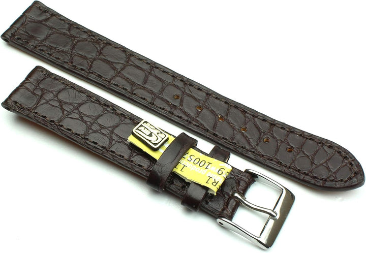 18mm Echt Alligator Klassik handgemacht in Deutschland Uhrenarmband Dunkel braun