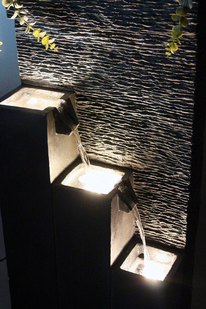 Grosser Springbrunnen BK846 mit LED Beleuchtung Gartenbrunnen mit Dekorationsbecken Kaskade (101x43x