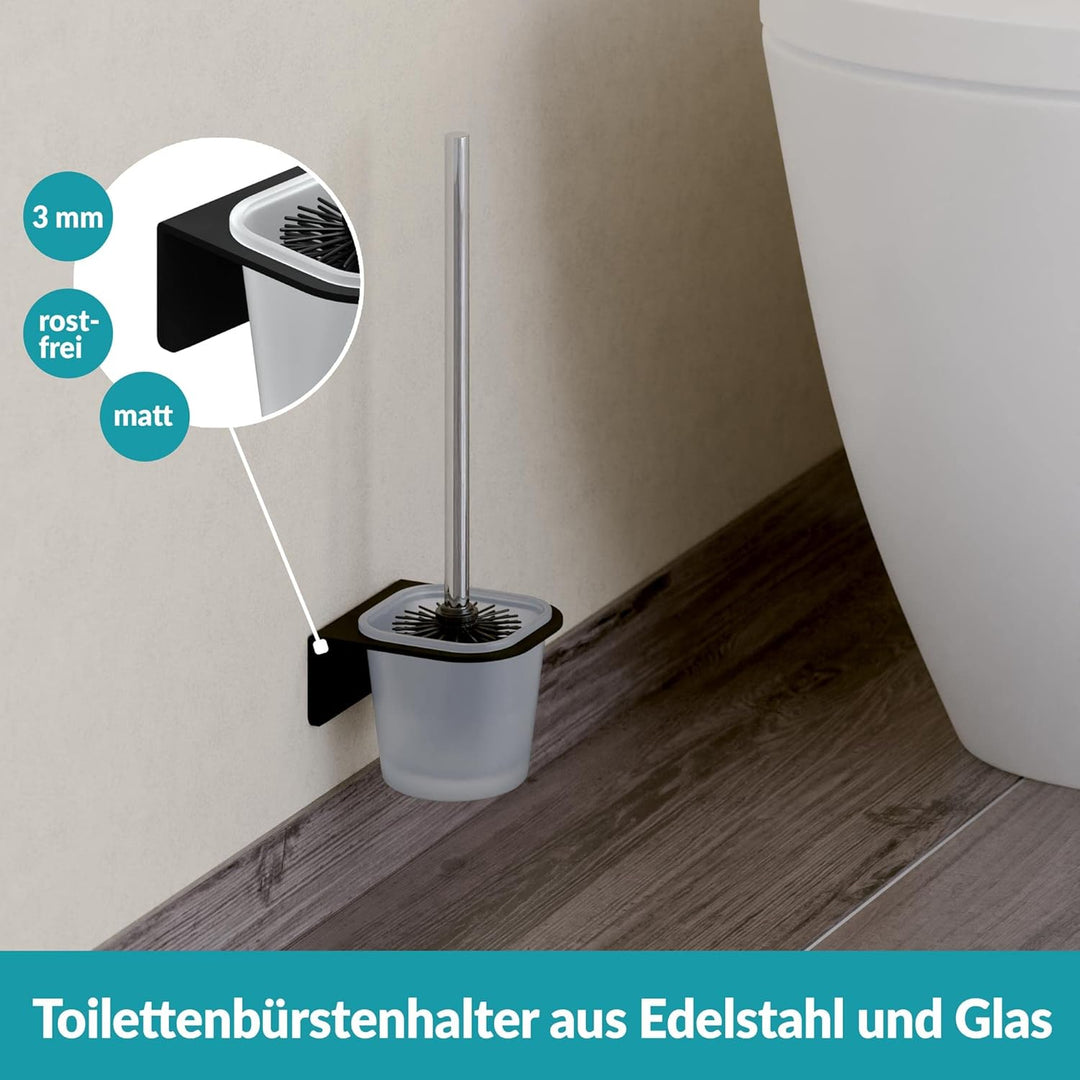 WEISSENSTEIN Toilettenbürstenhalter Set zur Wandmontage ohne Bohren - WC-Garnitur Set mit Bürste, Bü