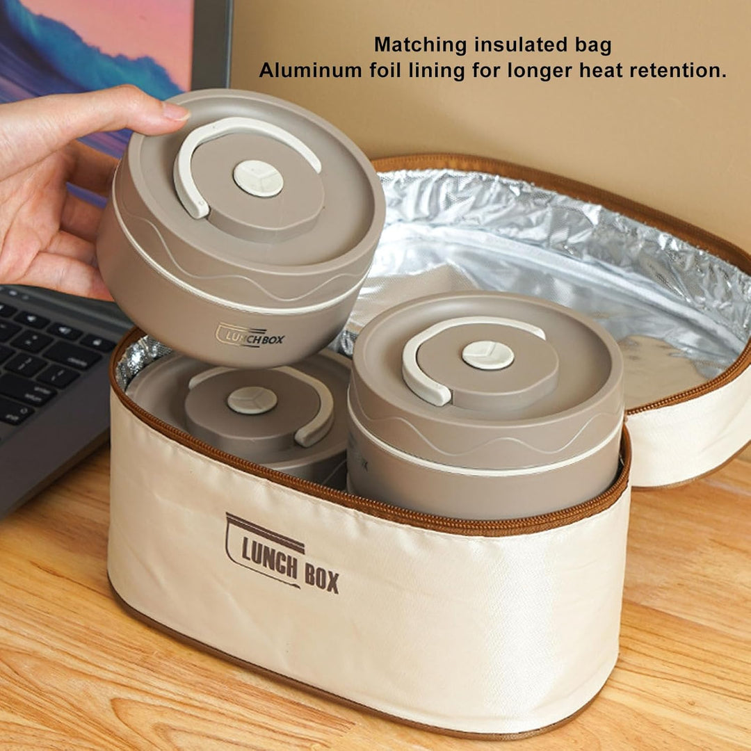 TOPINCN Isolierter Lunchbehälter aus Edelstahl 304 mit Thermobeutel, Versiegelte Lunchbehälter für L