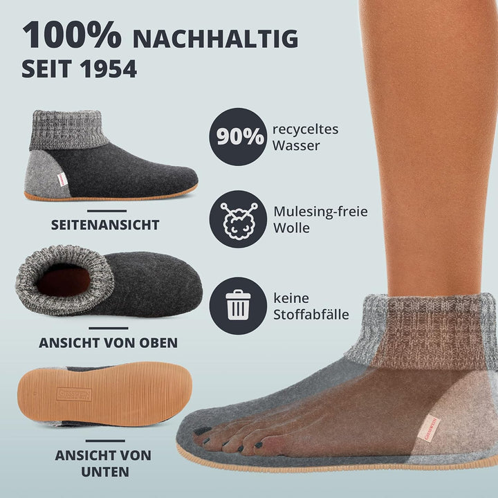 Giesswein Hüttenschuh Wildpoldsried 38 EU Anthrazit 019, 38 EU Anthrazit 019