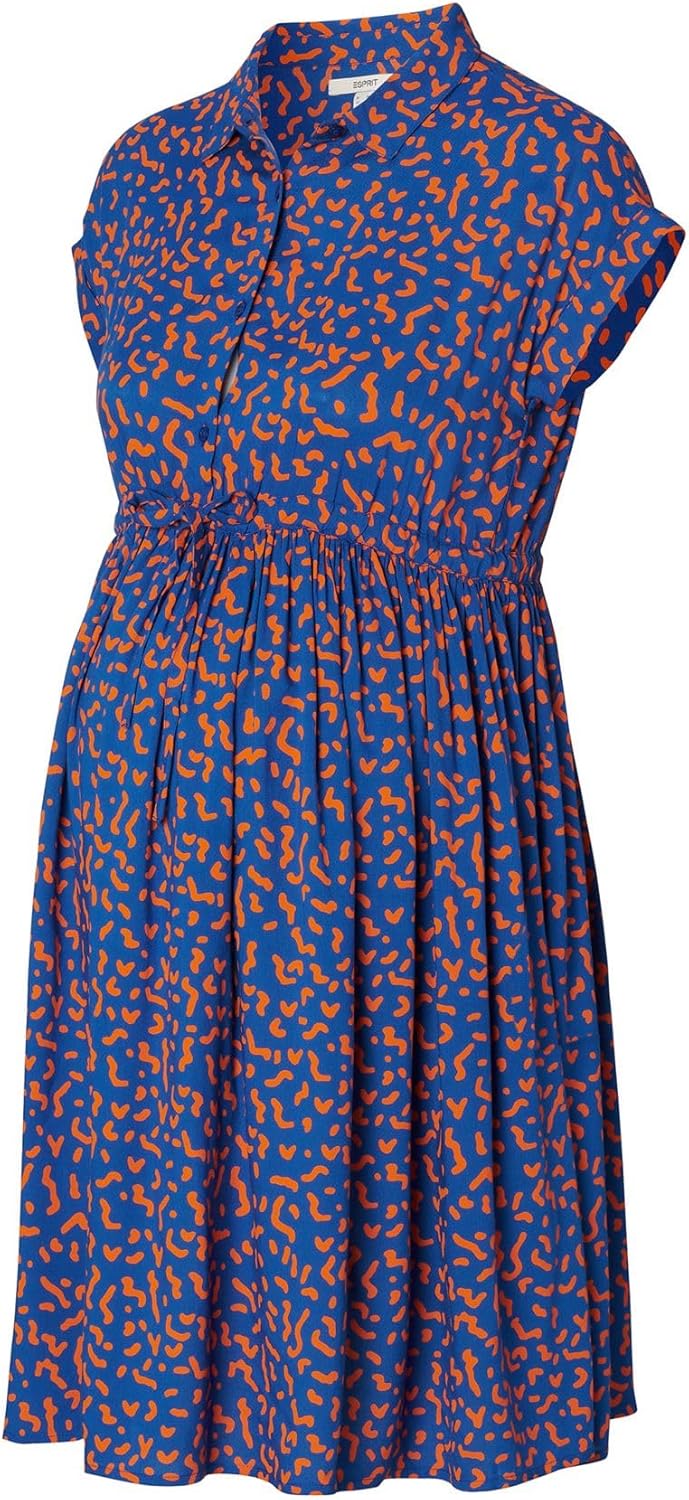 ESPRIT Maternity Damen Dress Woven Nursing Short Sleeve Allover Print Kleid, Electric Blue - 441