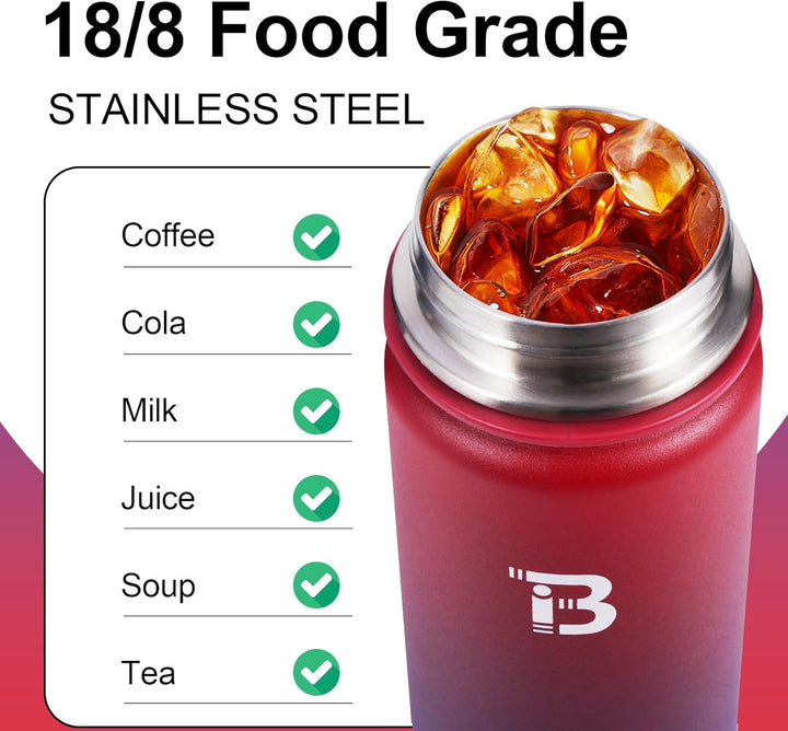 TOPBADE Edelstahl Trinkflasche Sport mit Strohhalm Deckel & Chug Deckel 1L, BPA-Frei Isolierte Wasse