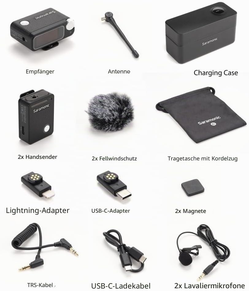 Saramonic Ultra Kabellos Lavalier Mikrofon, 32-Bit Float-Aufnahme, Timecode-Synchronisation, IPX5 wa