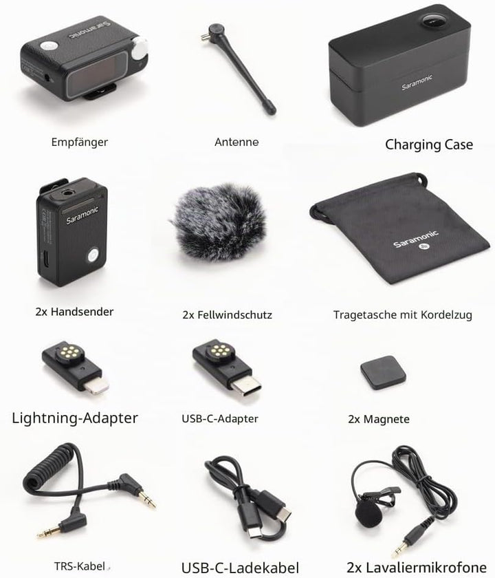 Saramonic Ultra Kabellos Lavalier Mikrofon, 32-Bit Float-Aufnahme, Timecode-Synchronisation, IPX5 wa