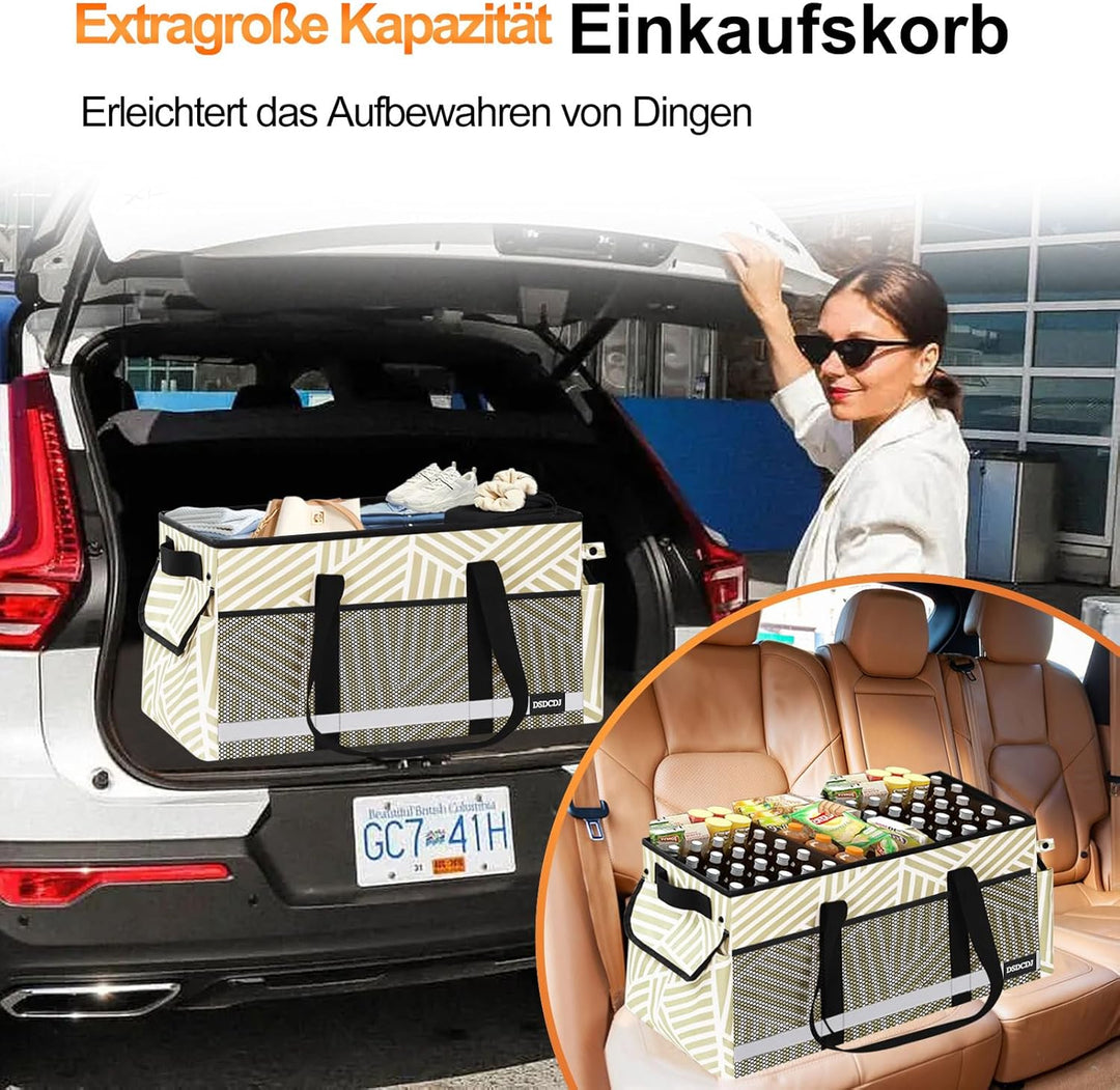 DSDCDJ 48L Einkaufskorb Faltbar mit Leuchtstreifen – Korb Einkaufen mit Verstärktem Boden – Einkaufs