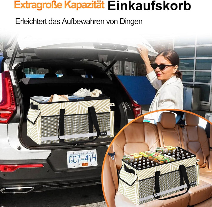 DSDCDJ 48L Einkaufskorb Faltbar mit Leuchtstreifen – Korb Einkaufen mit Verstärktem Boden – Einkaufs