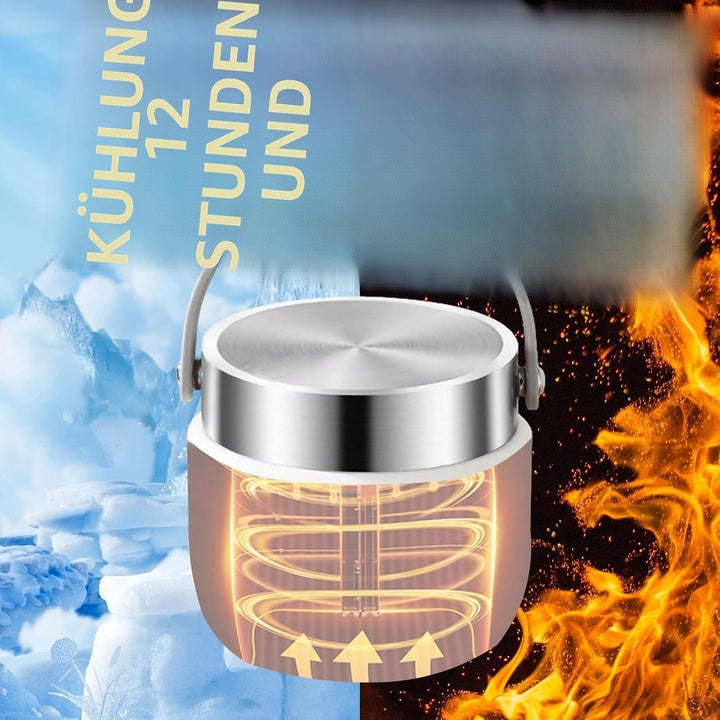 1200ml Thermobehälter für warme Lebensmittel, Thermo-Essenbehälter aus Edelstahl mit Griff, Thermos