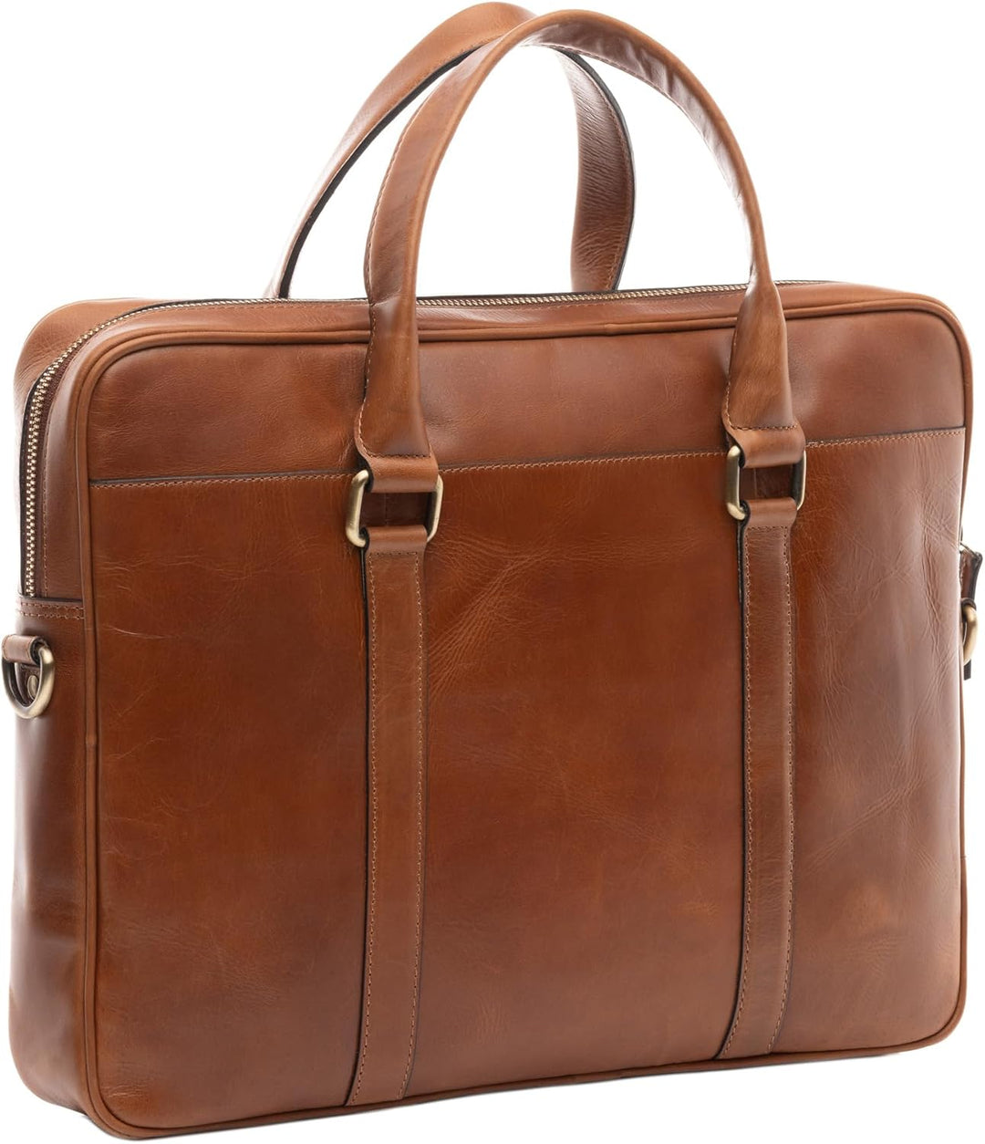 SID & VAIN grosse Laptoptasche schmal echt Leder - 15 Zoll Laptop Business-Tasche Brady gross - Umhä