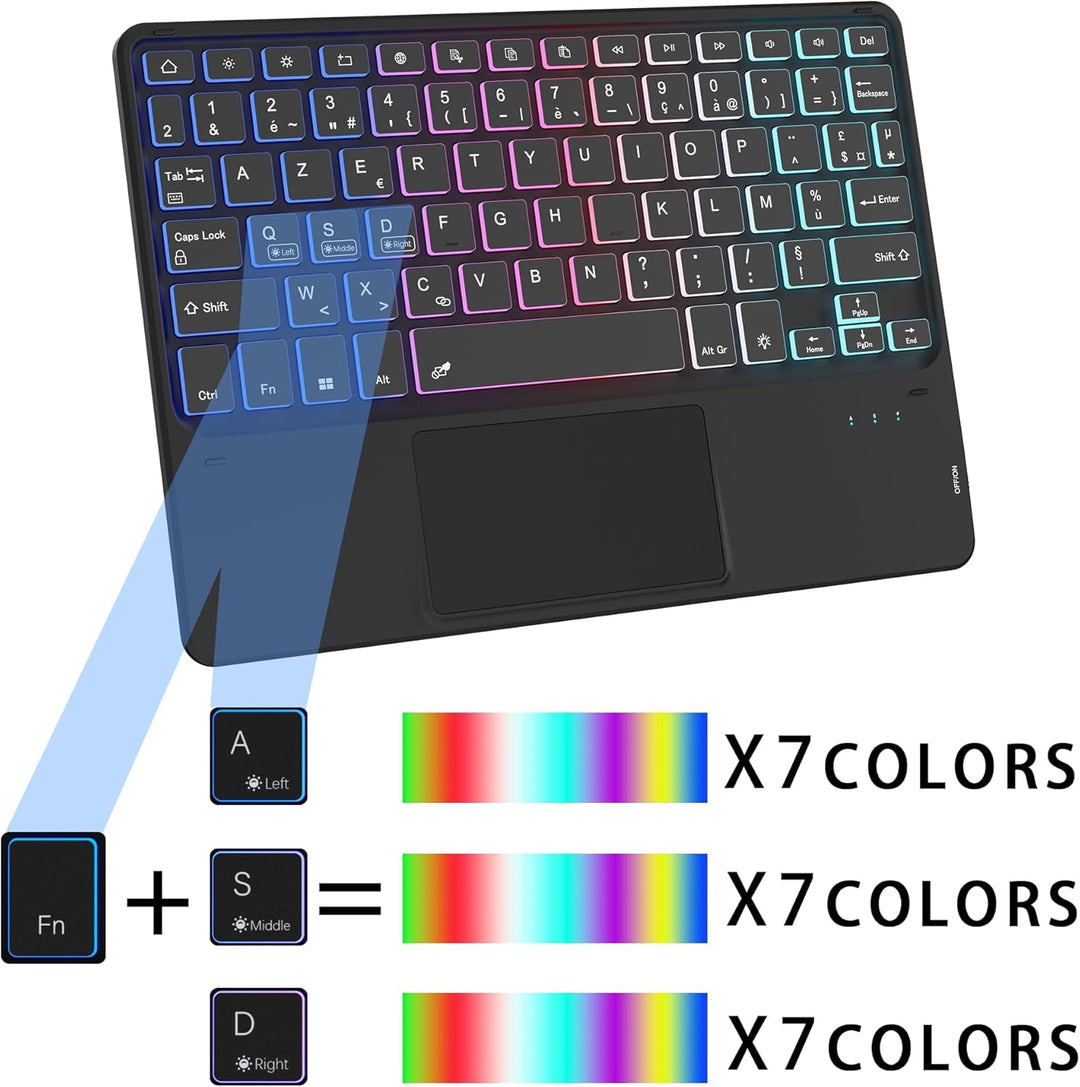 für Lenovo Idea Tab 11 Zoll 2025 Hülle mit Tastatur: 7-Farbige Beleuchtung QWERTZ Deutsches Tastatur