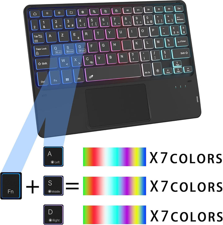 für Lenovo Idea Tab 11 Zoll 2025 Hülle mit Tastatur: 7-Farbige Beleuchtung QWERTZ Deutsches Tastatur