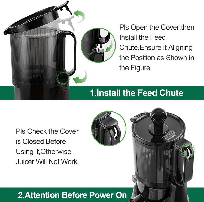 Fretta Entsafter Slow Juicer mit 135mm Öffnung,Entsafter Gemüse und Obst Testsieger,250W Mastizier-E