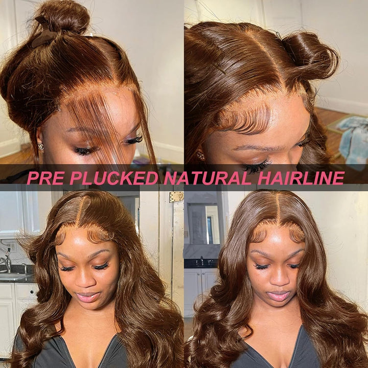 Chocolate Brown Echthaar Perücke Bresilienne 13x6 Body Wave Glueless Wig Human Hair Lace Frontal Wig