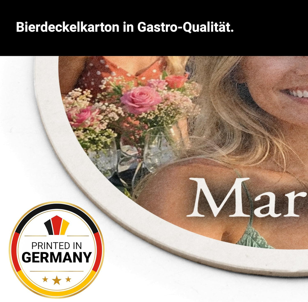 printplanet - Bierdeckel Rund Personalisiert mit Foto und Text - 50 Stück - Gastro-Qualität Made in