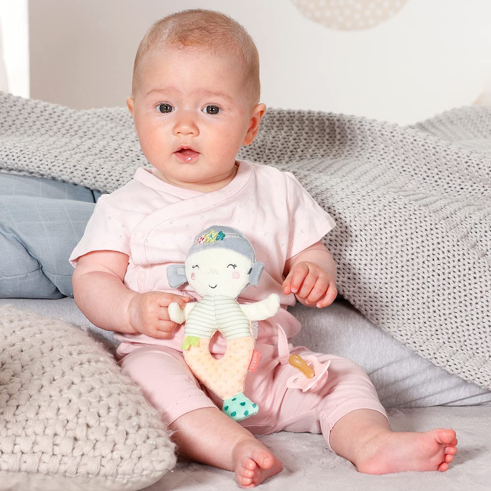 Fehn 054231 Ring-Greifling Meerjungfrau – Babyspielzeug mit Rassel für Babys und Kleinkinder ab 0+ M