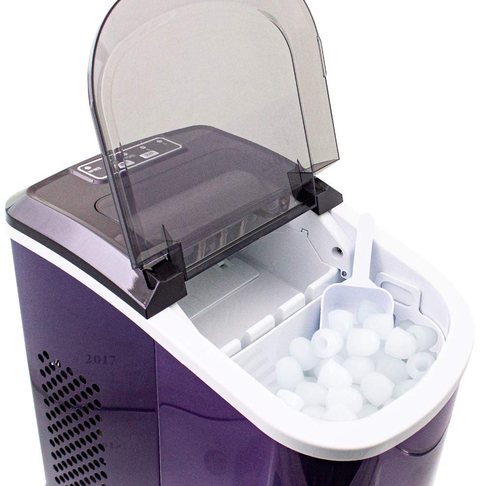 Eiswürfelmaschine Edelstahl Eiswürfelbereiter Eiswürfel Ice Maker Eis Maschine Icemaker (Violett)