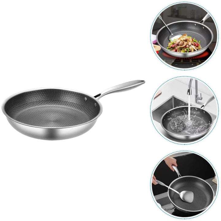 UPKOCH Edelstahl-Bratpfanne Antihaftbeschichtet Omelette-Pfanne Wabenboden Steak-Bratpfanne Gas-Koch