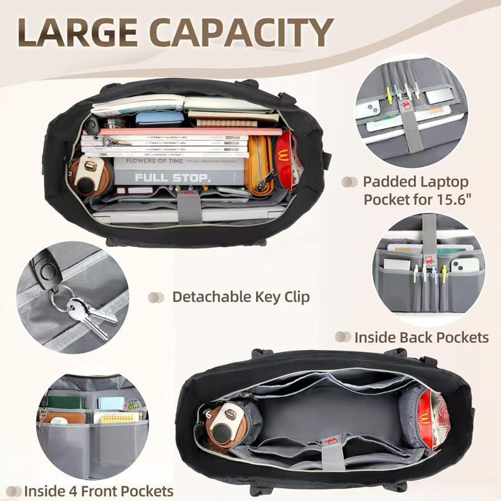 Lehrer Tasche Damen Handtasche 15,6 Zoll Laptop Tasche Arbeitstasche schwarze Krankenschwester Handt