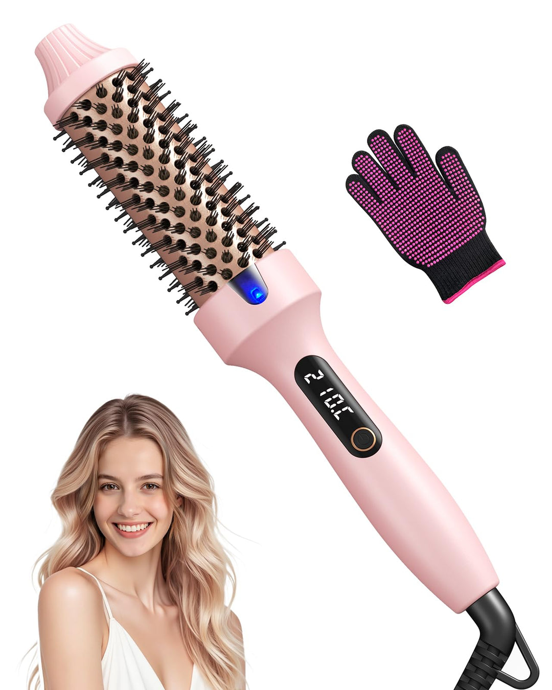 Haokoo Thermobürste 38mm für Volumen &amp; Blowout Look, Ionische Stylingbürste | 6 Temperaturstufen 160