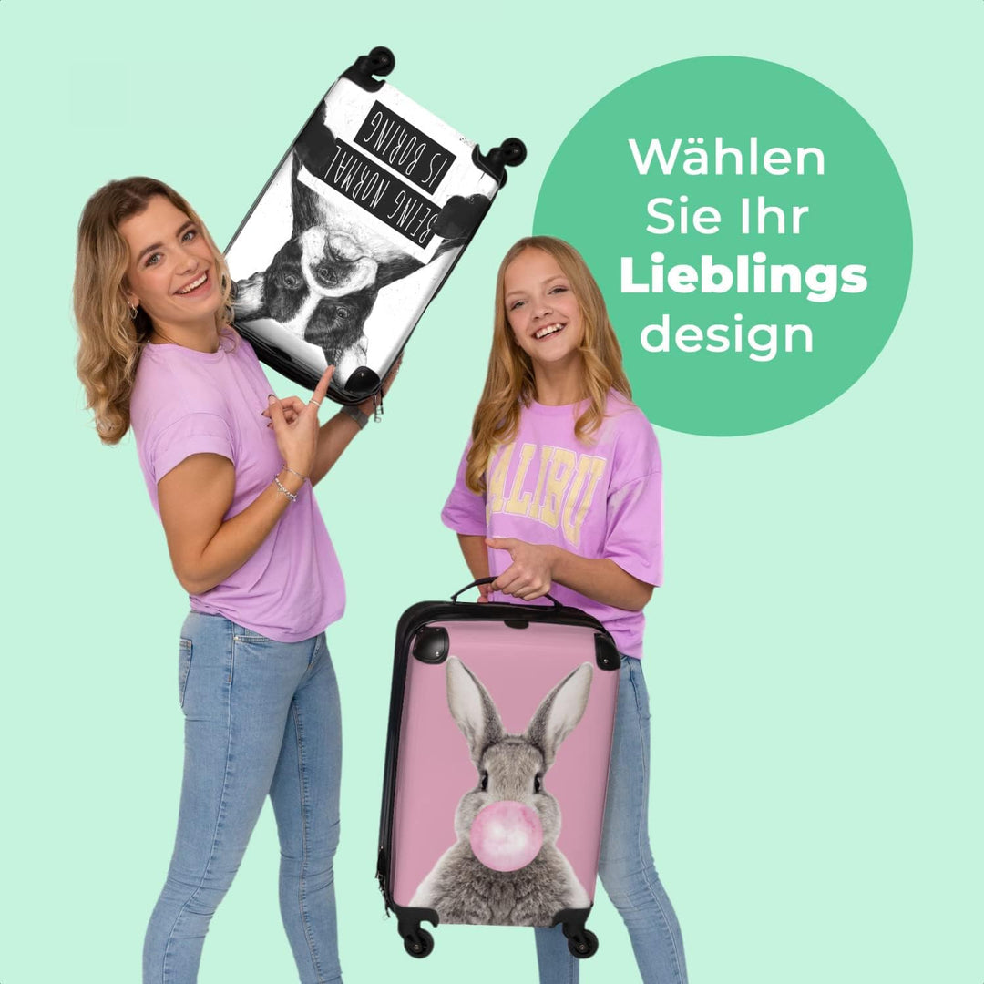 NoBoringSuitcases.com® Koffer Handgepäck Trolley Rollkoffer Kleine Reisekoffer mit 4 Rollen - Hund -