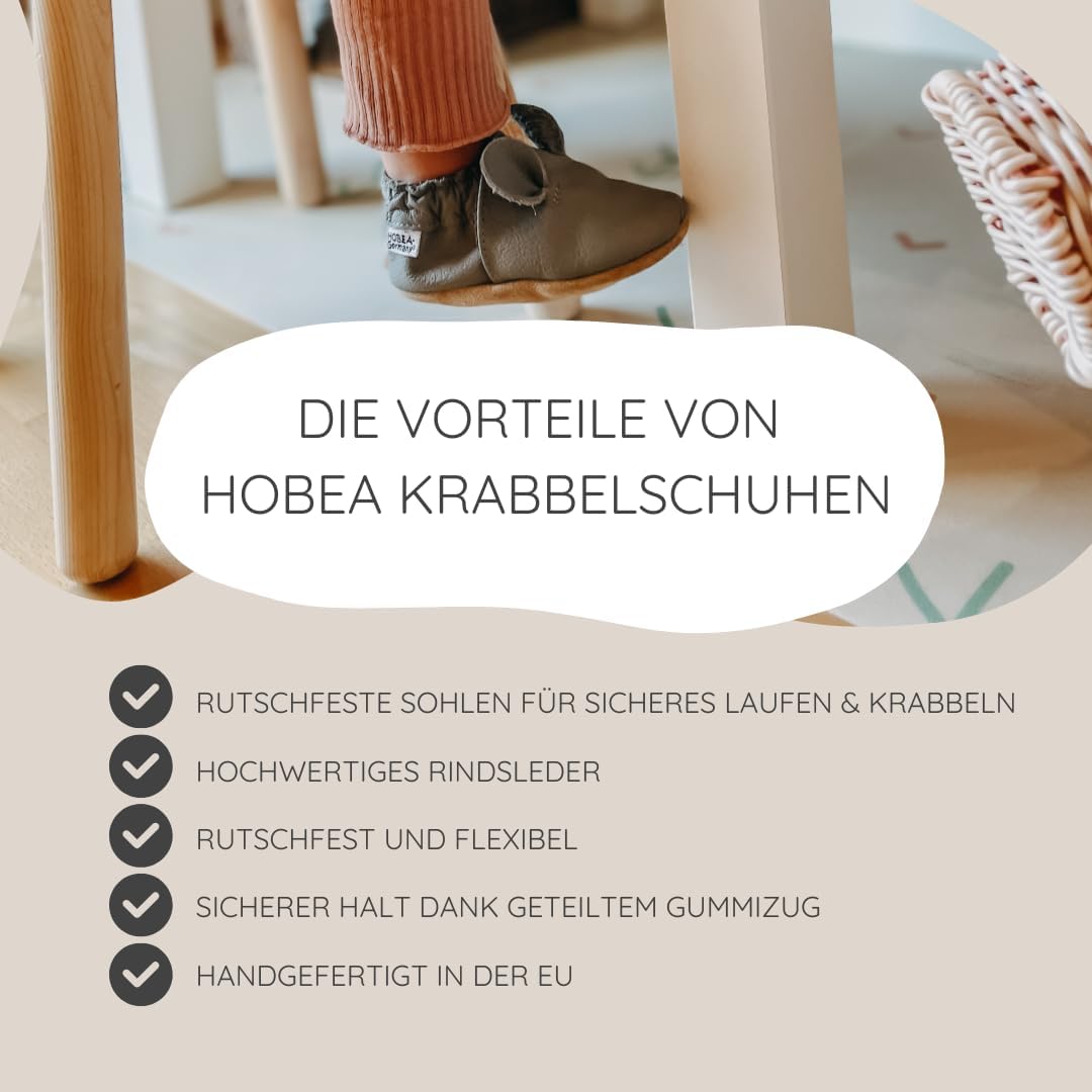 HOBEA-Germany Krabbelschuhe für Jungs und Mädchen in verschiedenen Designs 24/25 EU Bär Braun, 24/25