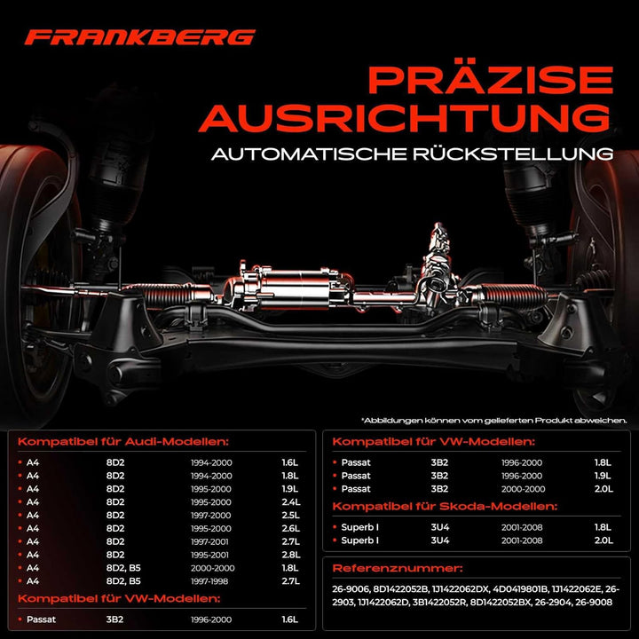 Frankberg Lenkgetriebe Servolenkgetriebe Hydraulisch für Linkslenker Kompatibel mit A4 8D2 B5 1.6L-2