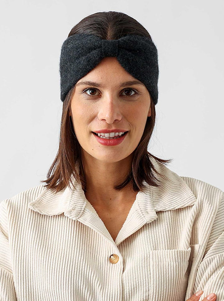 Zwillingsherz Stirnband aus 100% Kaschmir - Hochwertiges Kopfband im Uni Design für Damen Frauen Mäd
