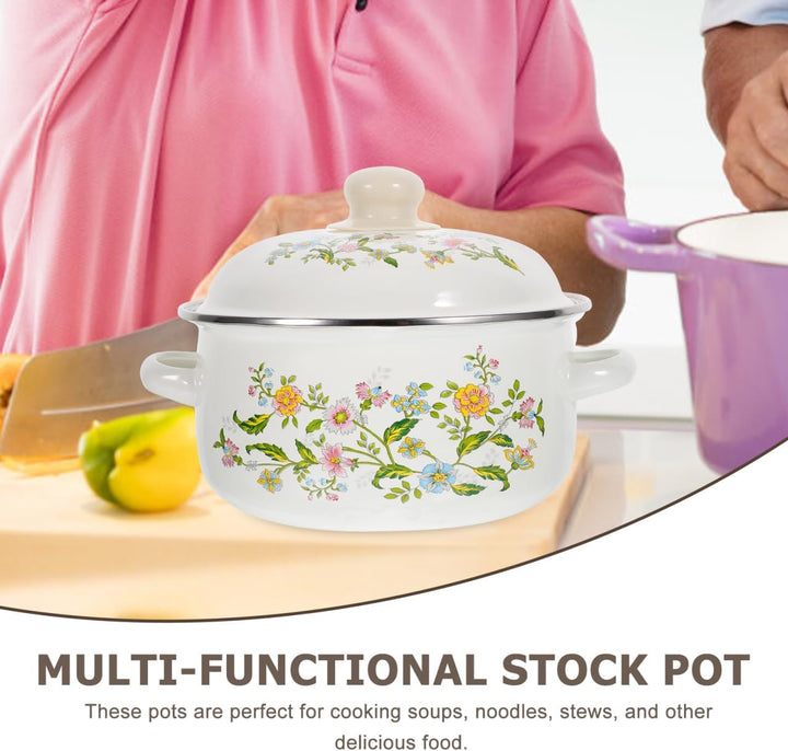 3 Stück Emaille Kochtöpfe Set Mit Deckel Retro Suppentöpfe Für Instantnudeln Suppe Und Milch Flacher
